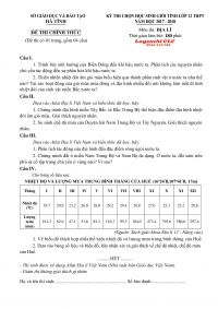 Đề thi chọn HSG lớp 12 THPT môn Địa Lí tại Hà Tĩnh năm 2017