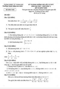 Đề thi định hướng v&agrave;o lớp 10 THPT m&ocirc;n To&aacute;n Trường THCS Trần Mai Ninh, tỉnh Thanh H&oacute;a năm 2022