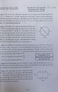 Đề thi thử v&agrave;o chuy&ecirc;n lần 3 v&agrave; đ&aacute;p &aacute;n m&ocirc;n Vật L&iacute; Trường THPT CHUY&Ecirc;N KHTN năm 2014