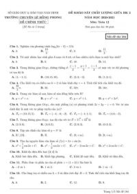Đề khảo s&aacute;t chất lượng giữa k&igrave; II m&ocirc;n To&aacute;n lớp 12 Trường CHUY&Ecirc;N L&ecirc; Hồng Phong tỉnh Nam Định năm 2020