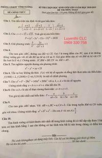 Đề thi chọn HSG lớp 9 môn Toán tỉnh Vĩnh Phúc năm 2018