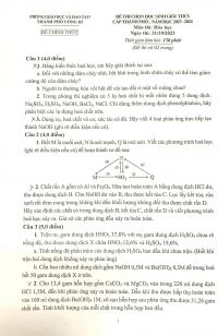 Đề thi chọn HSG môn Hóa Học cấp THCS thành phố Uông Bí, tỉnh Quảng Ninh năm 2023