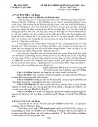 Đề thi học k&igrave; II m&ocirc;n Ngữ Văn khối 12 Trường THPT CHUY&Ecirc;N L&ecirc; Q&uacute;y Đ&ocirc;n tỉnh Quảng Trị năm 2015