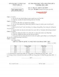 Đề thi chọn HSG tỉnh lớp 11 môn Địa Lí GDTX cấp THPT tỉnh Nghệ An năm 2015