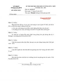 Đề thi HSG lớp 11 THPT môn Lịch Sử tỉnh Quảng Bình năm 2013