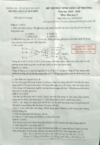 Đề thi HSG cấp trường m&ocirc;n H&oacute;a Học 9 Trường THCS L&ecirc; Q&uacute;y Đ&ocirc;n năm 2019