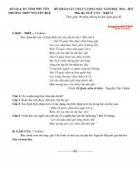 Đề khảo sát chất lượng đầu năm học môn Ngữ Văn khối 11 Trường THPT Nguyễn Huệ, tỉnh Phú Yên năm 2016