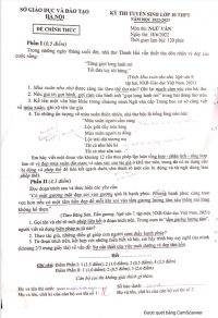 Đề thi tuyển sinh v&agrave;o lớp 10 THPT m&ocirc;n Ngữ Văn tại H&agrave; Nội năm 2022