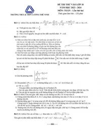 Đề thi thử vào lớp 10 THPT  và đáp án môn Toán lần thứ hai Trường THCS &amp; THPT Lương Thế Vinh năm 2023