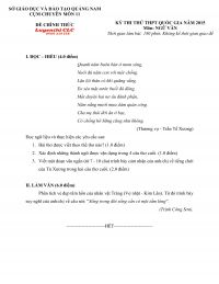 Đề thi thử THPT Quốc Gia m&ocirc;n Ngữ Văn tỉnh Quảng Nam năm 2015