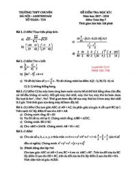 Đề kiểm tra học kì I môn Toán lớp 7 Trường THPT CHUYÊN Amsterdam năm 2017