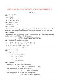 Một số đề kiểm tra khảo sát chất lượng đầu năm và đáp án môn Toán lớp 6