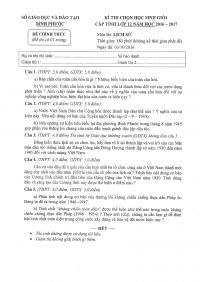 Đề thi HSG cấp tỉnh môn Lịch Sử lớp 12 THPT tỉnh Bình Phước năm 2016