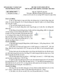 Đề thi tuyển sinh vào lớp 10 THPT môn Vật Lý Chuyên thành phố Đà Nẵng năm 2023