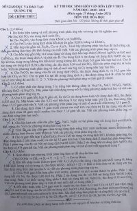 Đề thi HSG môn Hóa Học lớp 9 THCS tỉnh Quảng Trị năm 2021