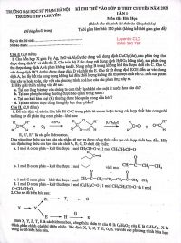 Đề thi thử vào lớp 10 THPT môn Hóa Học lần 1 Trường THPT CHUYÊN Đại học Sư phạm Hà Nội năm 2021