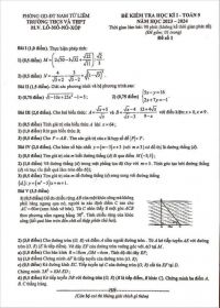 Đề kiểm tra học kì 1 môn Toán lớp 9 Trường THCS và THPT M.V Lô-Mô-Nô-Xốp quận Nam Từ Liêm, Hà Nội năm 2023