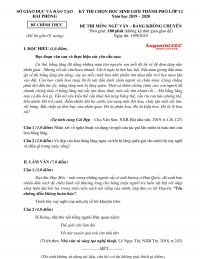 Đề thi chọn HSG thành phố lớp 12 THPT môn Ngữ Văn tại Hải Phòng năm 2019