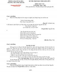 Đề thi chọn HSG môn Ngữ Văn lớp 9 Trường THCS Phụ Khánh huyện Hạ Hòa tỉnh Phú Thọ năm 2014