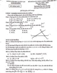Đề KSCL giữa học kì I môn Toán 6 quận Hà Đông năm 2018