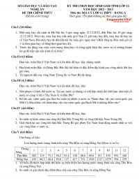 Đề thi chọn HSG môn Địa Lí lớp 12 THPT - Bảng A tỉnh Nghệ An năm 2013