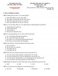 Đề kiểm tra học kì I môn Địa Lí khối 11 Trường THPT Yên Hòa tại Hà Nội năm 2018