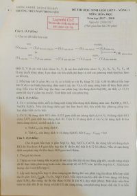 Đề thi HSG lớp 9 vòng 1 môn Hóa Học Trường THCS Nam Trung Yên năm 2017
