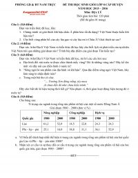 Đề thi chọn HSG m&ocirc;n Địa L&iacute; lớp 8 huyện Trực Nam, tỉnh Nam Định năm 2016