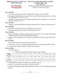 Đề giao lưu HSG m&ocirc;n Địa L&iacute; lớp 8 tỉnh Thanh H&oacute;a năm 2021