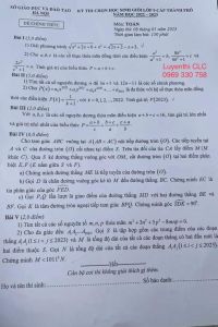 Đề thi chọn HSG và đáp án môn Toán lớp 9 thành phố Hà Nội năm 2023