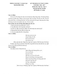 Đề thi khảo sát chất lượng môn Ngữ Văn lớp 9 tại Vinh năm 2016