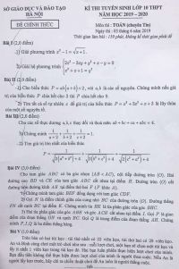 Đề thi tuyển sinh v&agrave;o lớp 10 THPT m&ocirc;n To&aacute;n ( chuy&ecirc;n Tin ) th&agrave;nh phố H&agrave; Nội ng&agrave;y 03/6/2019
