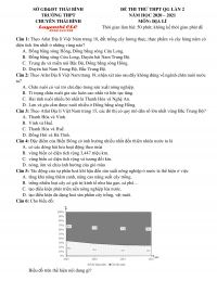 Đề thi thử THPT Quốc Gia lần 2 và đáp án môn Địa Lí Trường THPT CHUYÊN Thái Bình năm 2021