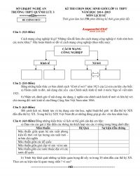 Đề thi chọn HSG m&ocirc;n Lịch Sử lớp 11 Trường THPT Quỳnh Lưu 3, tỉnh Nghệ An năm 2014