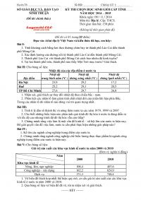 Đề thi chọn HSG cấp tỉnh môn Địa Lí cấp THCS tỉnh Ninh Thuận năm 2014