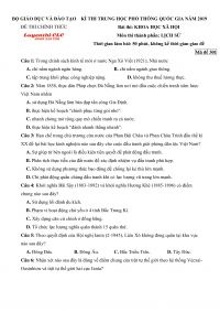 Đề thi THPT Quốc Gia m&ocirc;n Lịch Sử năm 2019
