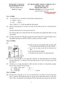 Đề thi Olympic th&aacute;ng 4 m&ocirc;n H&oacute;a Học lớp 11 tại Th&agrave;nh phố Hồ Ch&iacute; Minh năm 2019