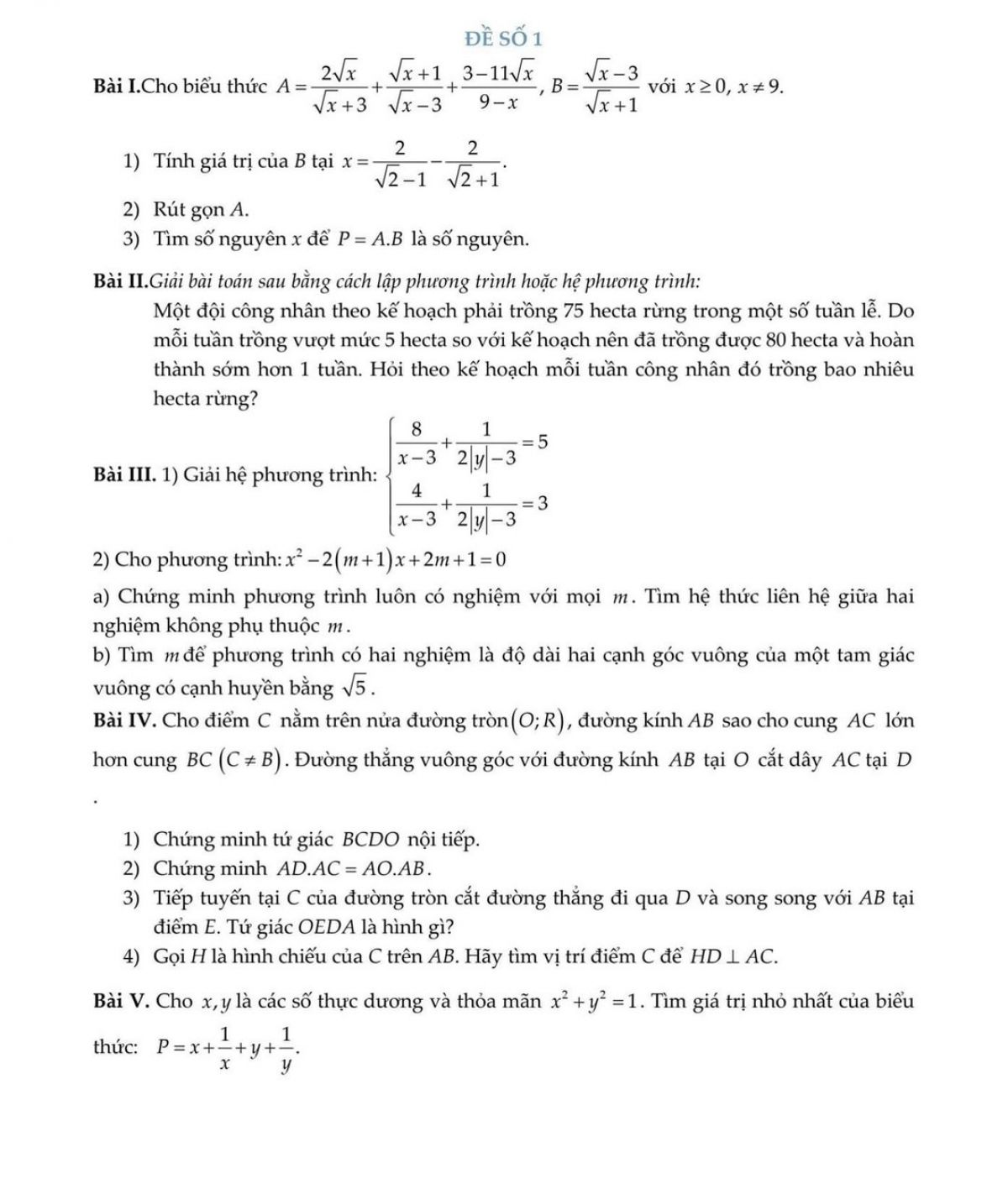 Tuyển tập đề ôn tập học kì 1 môn Toán lớp 9