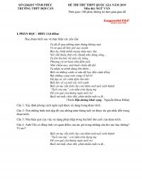 Đề thi thử THPT Quốc Gia m&ocirc;n Ngữ Văn Trường THPT Đội Cấn tỉnh Vĩnh Ph&uacute;c năm 2019