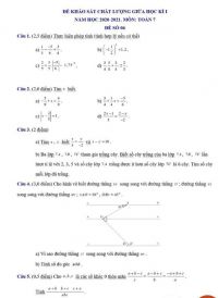 Đề khảo sát chất lượng giữa học kì I môn Toán lớp 7 năm 2021.  Đề số 06
