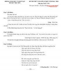 Đề thi thử v&agrave;o lớp 10 THPT m&ocirc;n Ngữ Văn tỉnh Bắc Giang năm 2014