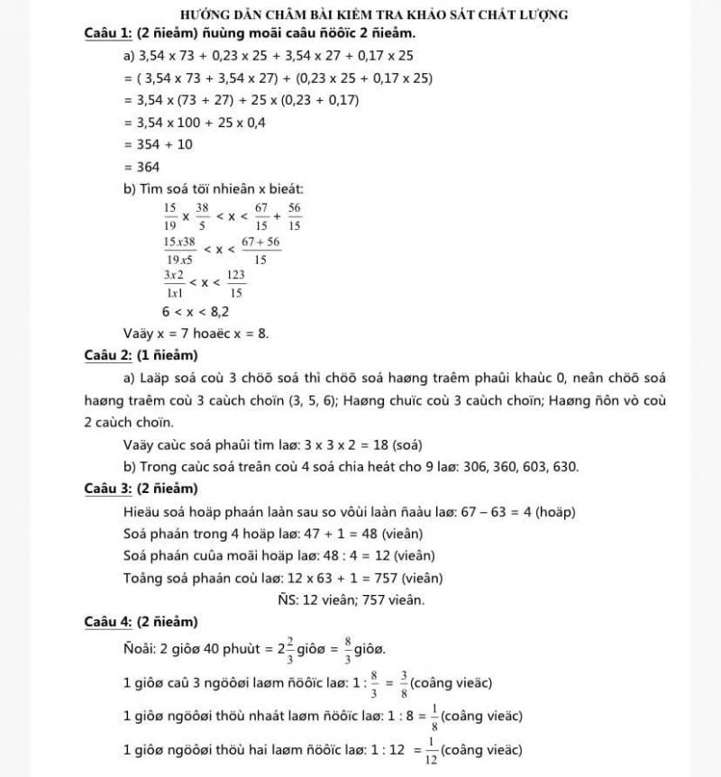 Đề thi tuyển sinh môn Toán vào lớp 6 CLC (P2)