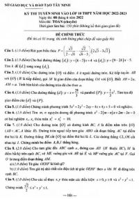 Đề thi tuyển sinh vào lớp 10 THPT môn Toán Chuyên tỉnh Tây Ninh năm 2022