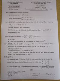 Đề minh họa đề thi tuyển sinh v&agrave;o lớp 10 THPT m&ocirc;n To&aacute;n tỉnh Kh&aacute;nh H&ograve;a năm 2019