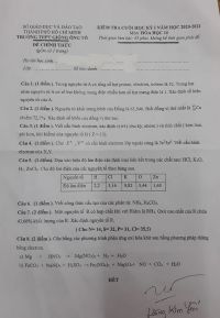 Đề kiểm tra cuối học kì I môn Hóa Học lớp 10 Trường THPT Giồng Ông Tố, Thành phố Hồ Chí Minh năm 2021