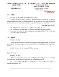 Đề khảo sát chất lượng HSG môn Lịch Sử lớp 8 huyện Ý Yên, tỉnh Nam Định năm 2016