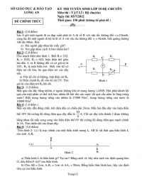 Đề thi tuyển sinh vào lớp 10 THPT CHUYÊN môn Vật Lí tỉnh Long An năm 2012