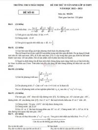 Đề thi thử tuyển sinh vào lớp 10 môn Toán Trường THCS Thái Thịnh năm 2022