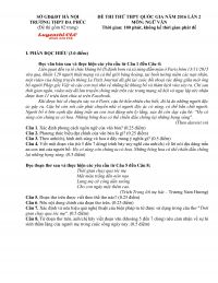 Đề thi thử THPT Quốc Gia lần 2 m&ocirc;n Ngữ Văn Trường THPT Đa Ph&uacute;c, H&agrave; Nội năm 2016