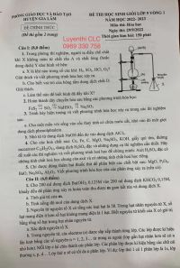 Đề thi chọn HSG môn Hóa Học lớp 9 vòng 1 huyện Gia Lâm, Hà Nội năm 2022